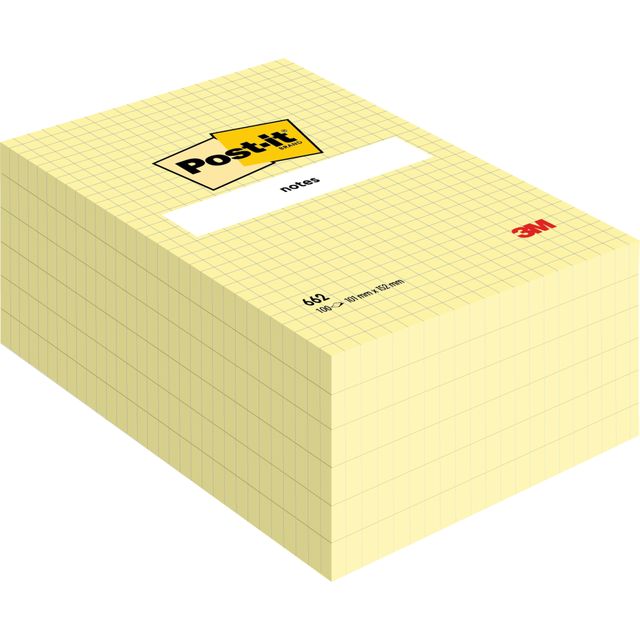 Post-it -  Memoblok  662 102x152mm ruit geel | 6 stuks
