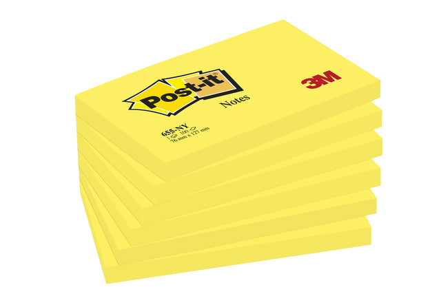 Post-it - Bloc-notes 655 76x127mm 100 feuilles par bloc jaune fluo