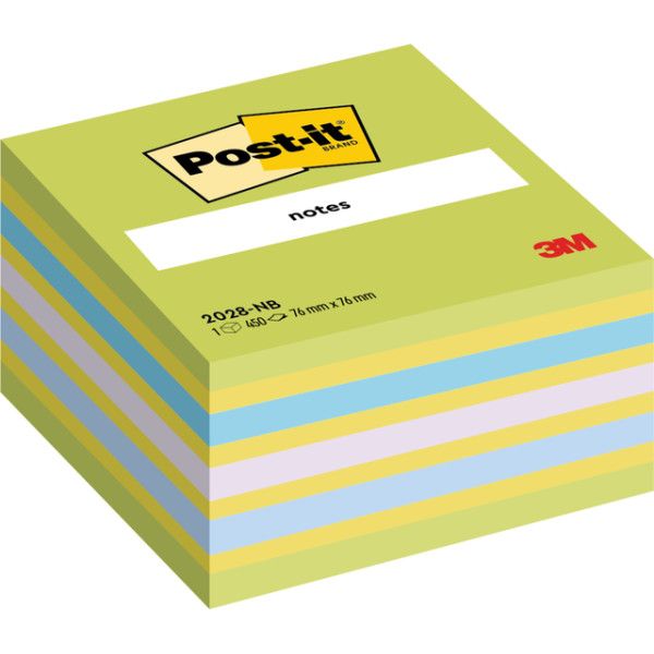 Memoblok Post-it 2028 76x76mm kubus assorti | 12 stuks