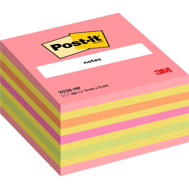 Post-it -  Memoblok  2028 76x76mm kubus neon kleuren
