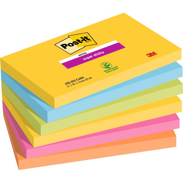 Post-it -  Memoblok  655 super sticky 76x127mm carnval