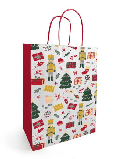 Timmers - Sac en papier avec cordon NOËL 23x12x30cm Noella Blanc (50 pièces)