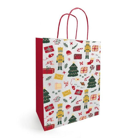 Timmers - Sac en papier avec cordon NOËL 34x14x39,5cm Noella Blanc (50 pièces)