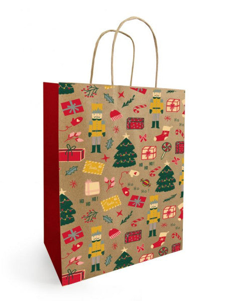 Noella - Sac en papier avec cordon NOËL 34x14x39.5cm Naturel (50 pièces) | 5 pièces