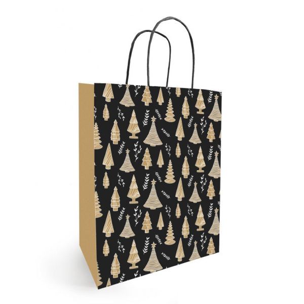 Klika -  Papieren koordtas KERST 23x12x30cm Woody 50 stuks