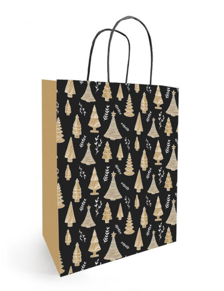 Sac en papier avec cordon NOËL 23x12x30cm Woody 50 pièces