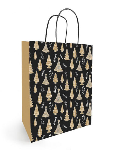 Sac en papier avec cordon NOËL 34x14x40cm Woody 50 pièces