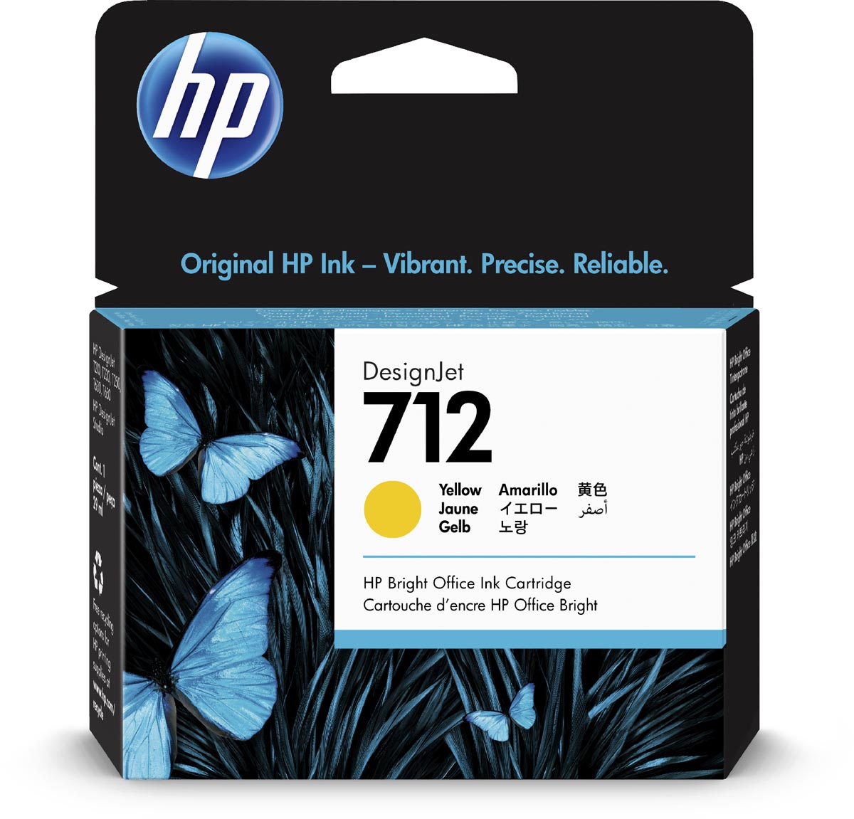 HP - Inkcartridge 712, 29 ml, OEM 3ed69a, Geel