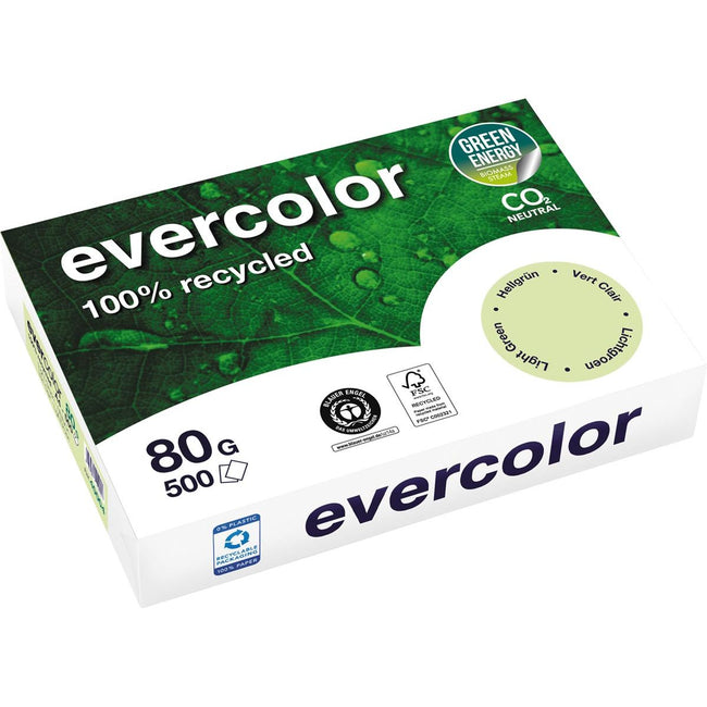 Clairefontaine -  Evercolor, gekleurd gerecycleerd papier, A4, 80 g, 500 vel, lichtgroen