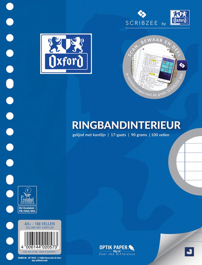 Oxford - Ligne intérieure A5 17 trous 100 feuilles
