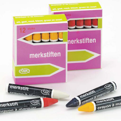 Waschmarker - Vetkrijt - wit - rond doosje 12 stuks