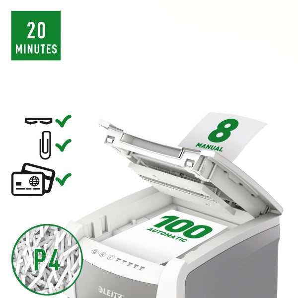 Leitz -  80110000 papiervernietiger Kruisversnippering 55 dB 22 cm Grijs, Wit