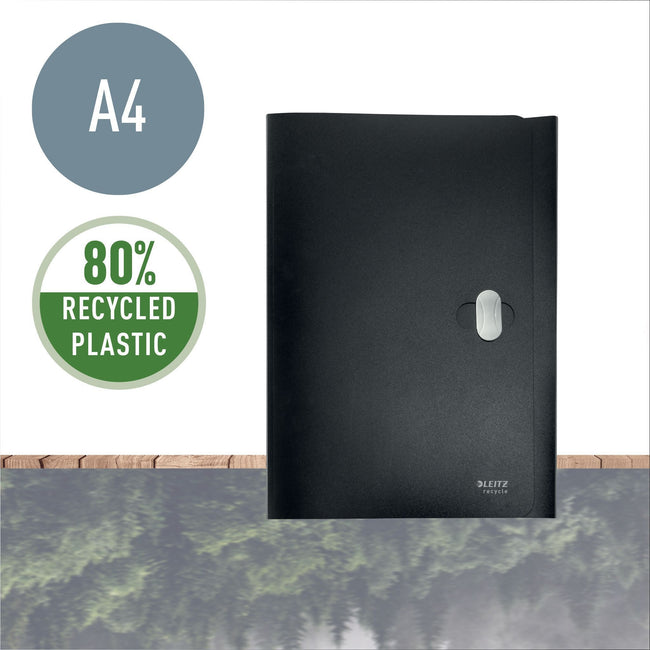 Leitz -  Dossiermap  recycle a4 3kleps pp zwart | 10 stuks