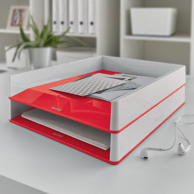 Leitz -  Brievenbak  wow a4 wit/rood | 4 stuks