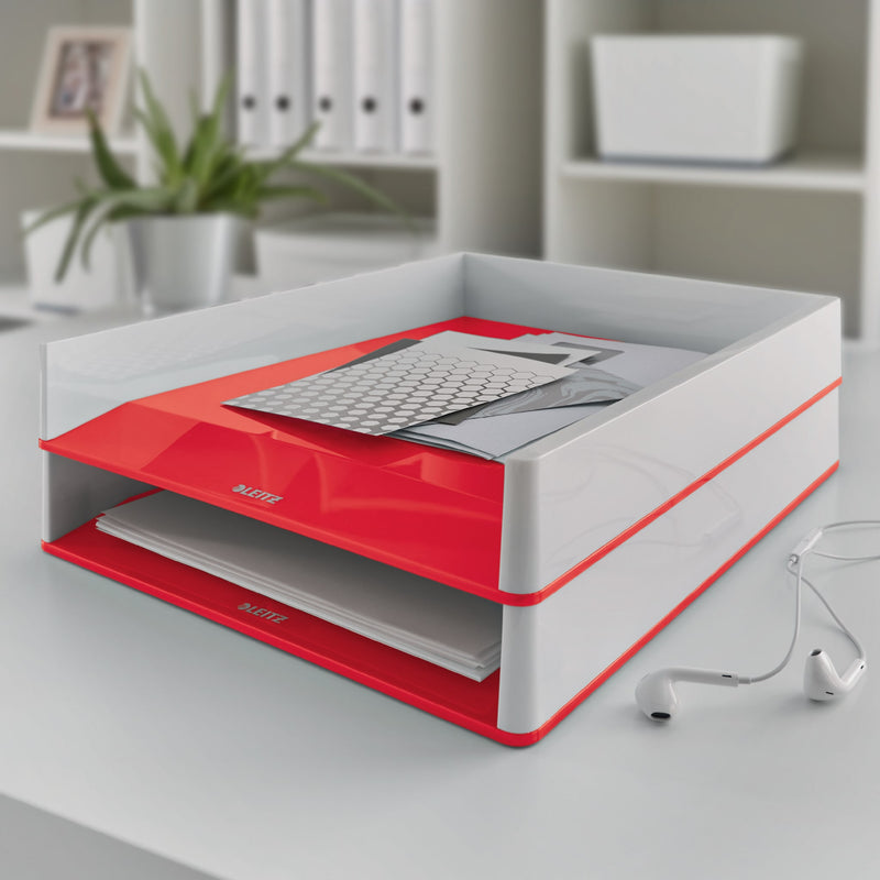 Leitz -  Brievenbak  wow a4 wit/rood | 4 stuks