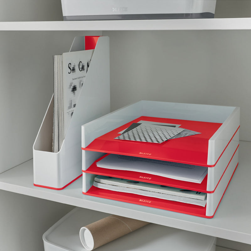 Leitz -  Brievenbak  wow a4 wit/rood | 4 stuks