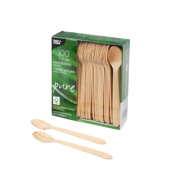 Papstar -  Koffielepel pap 110mm hout