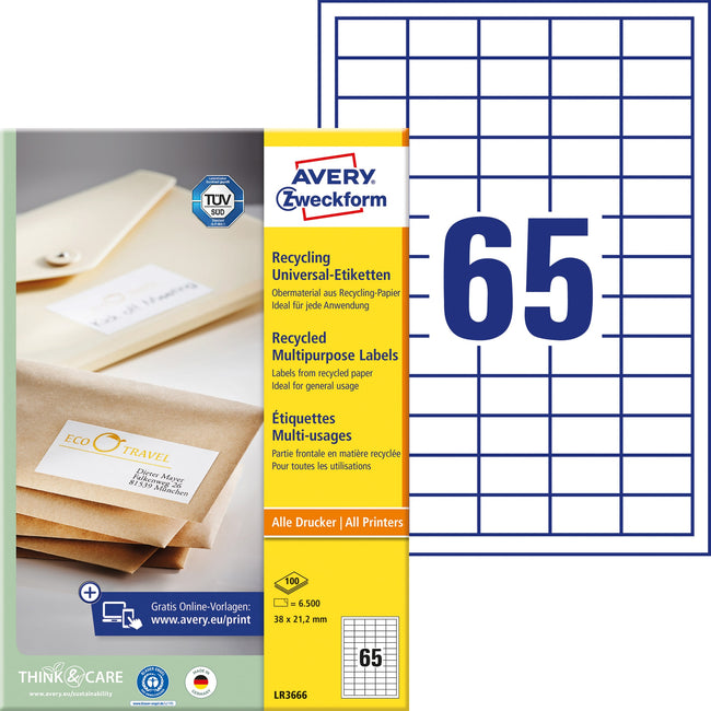 Avery Zweckform -  Etiket avery lr3666 38x21.2 wt 6500st | 5 stuks
