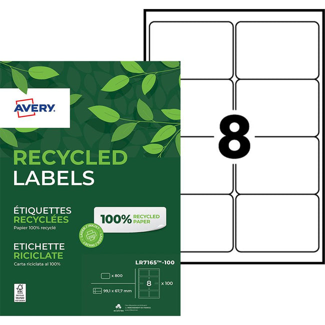 Avery -  Etiket  lr7165-100 99.1x67.7mm wit 800st | 5 stuks