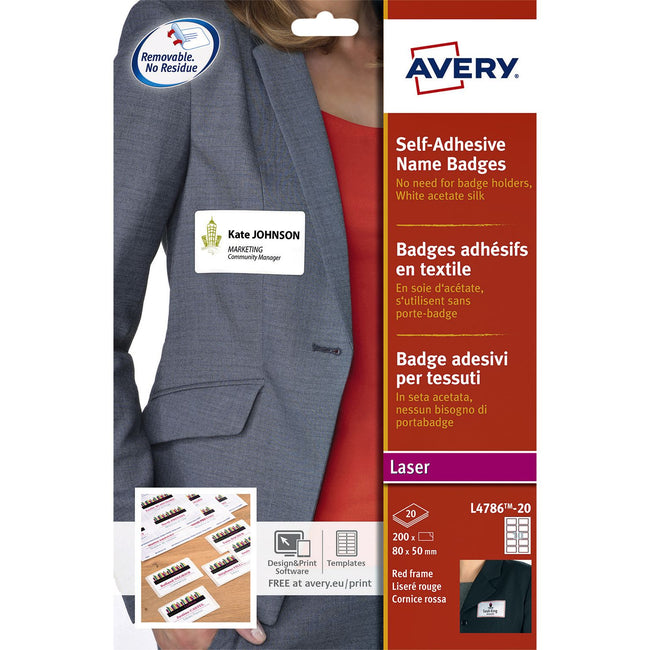 Avery -  Naambadge etiket  l4786-20 80x50mm 200st rd