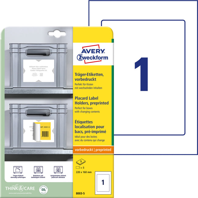 Avery Zweckform -  Positioneeretiket avery 8003 220x160 bedrukt 5st