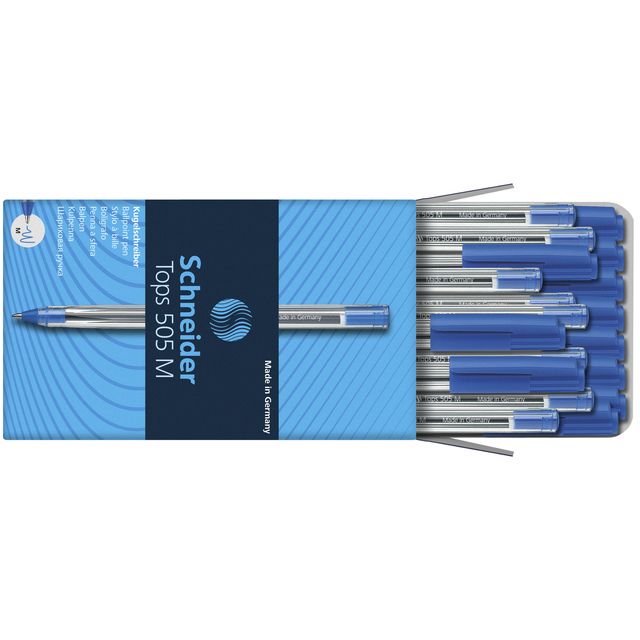 Schneider -  Balpen tops 505 m blauw | 50 stuks