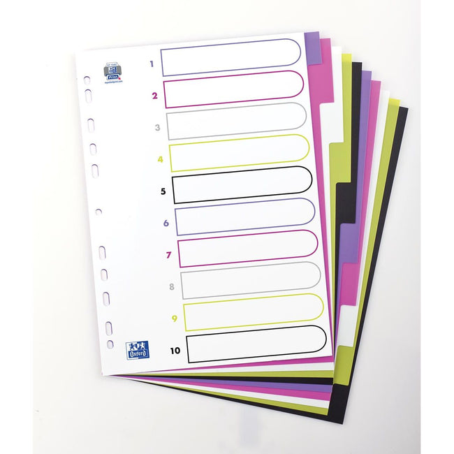 Oxford - Oxford MyColour Tabs, Format A4, de colored pp, 11-gaat pulvérisateur, 10 onglets