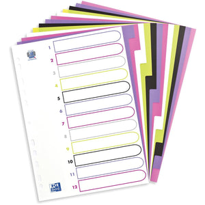 Oxford - MyColor-Tabs, Größe A4, aus farbigem PP, 11-Loch-Perforation, 12 Tabs