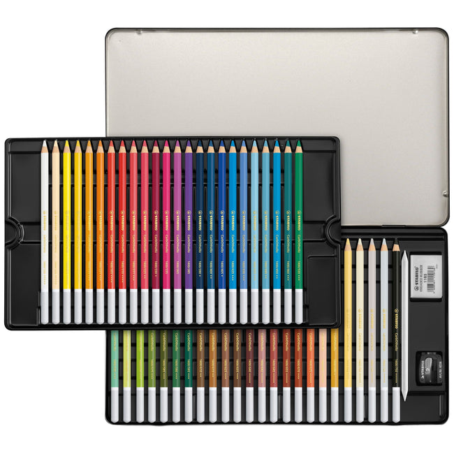 Stabilo -  CarbOthello, Kalkpastel Kleurpotlood, Verkrijgbaar In 60 Kleuren, Metalen Etui Met 48 Kleuren