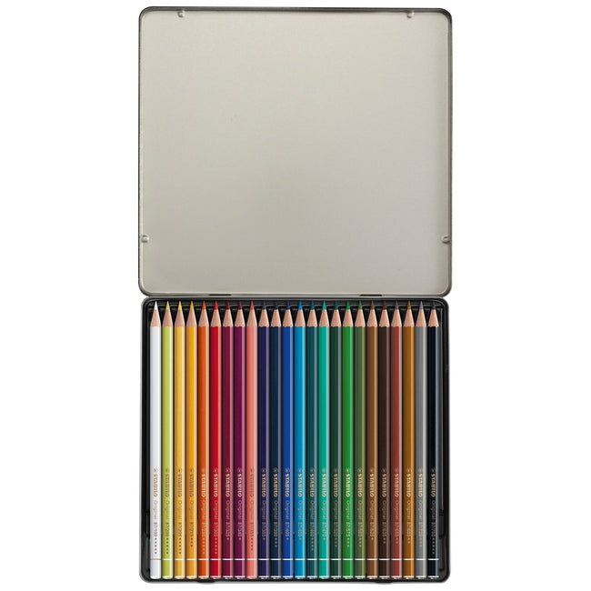 Stabilo -  Original, kleurpotlood, voor haarfijne lijnen, met elastische kern, metalen etui met 24 kleuren