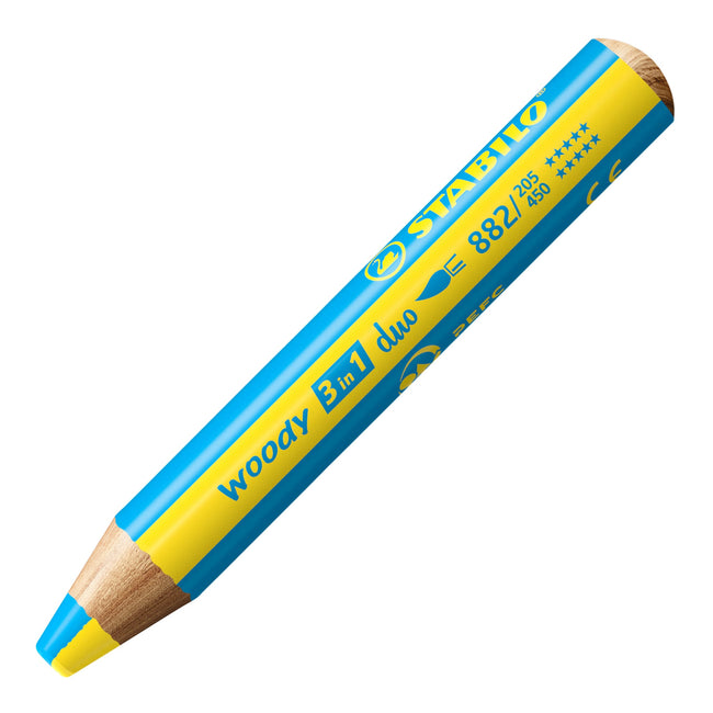 Stabilo -  woody 3 in 1 duo, multifunctioneel kleurpotlood met tweekleurige punt- 5 stuks in kartonnen etui + puntenslij