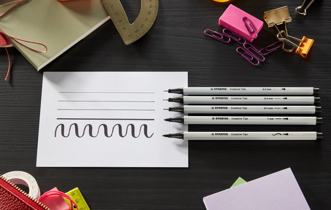 Stabilo -  Creative Tips etui met 10 stuks 5 puntdiktes in zwart en grijs