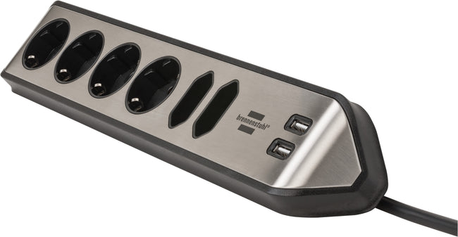 Brennenstuhl -  Stekkerdoos  estilo 6vdig usb 2m zwart