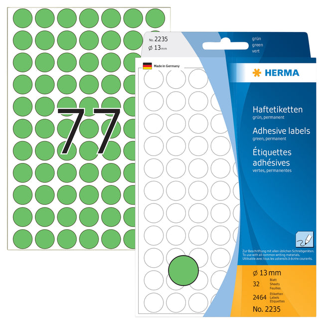 HERMA -  Etiket  2235 rond 13mm groen 2464st