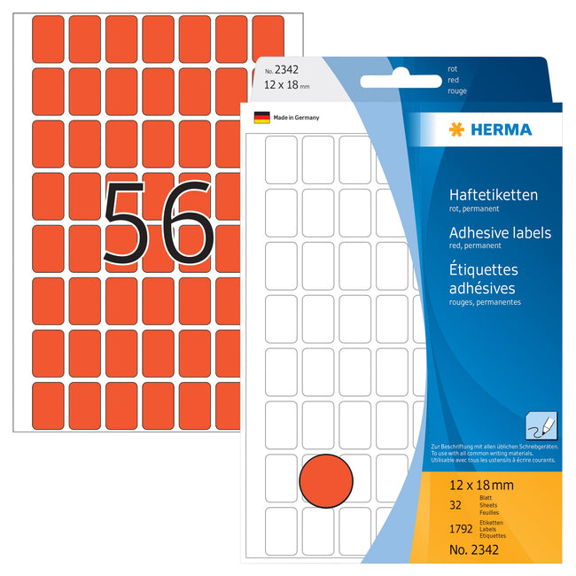 HERMA -  Etiket  2342 12x18mm rood 1792st