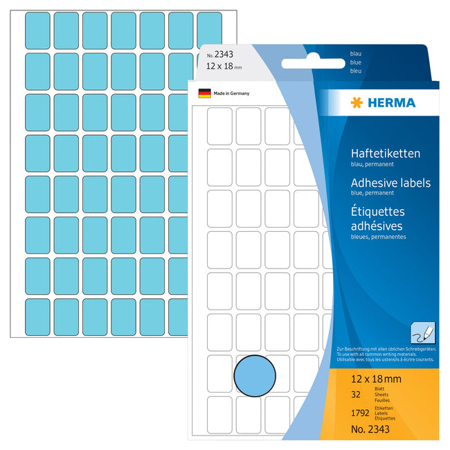 HERMA -  Etiket  2343 12x18mm blauw 1792st