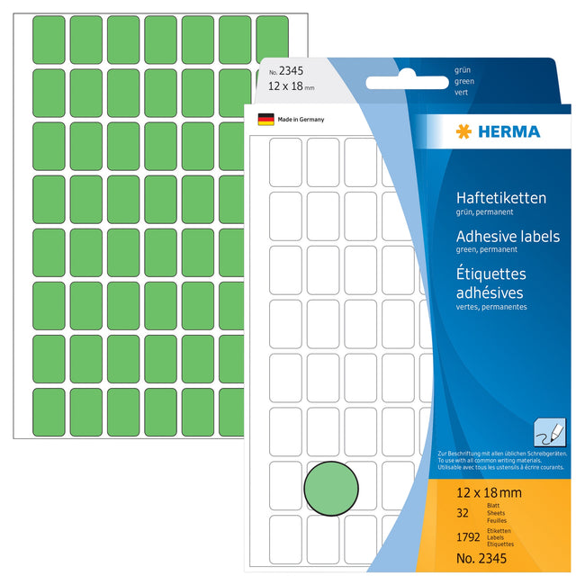 HERMA -  Etiket  2345 12x18mm groen 1792st