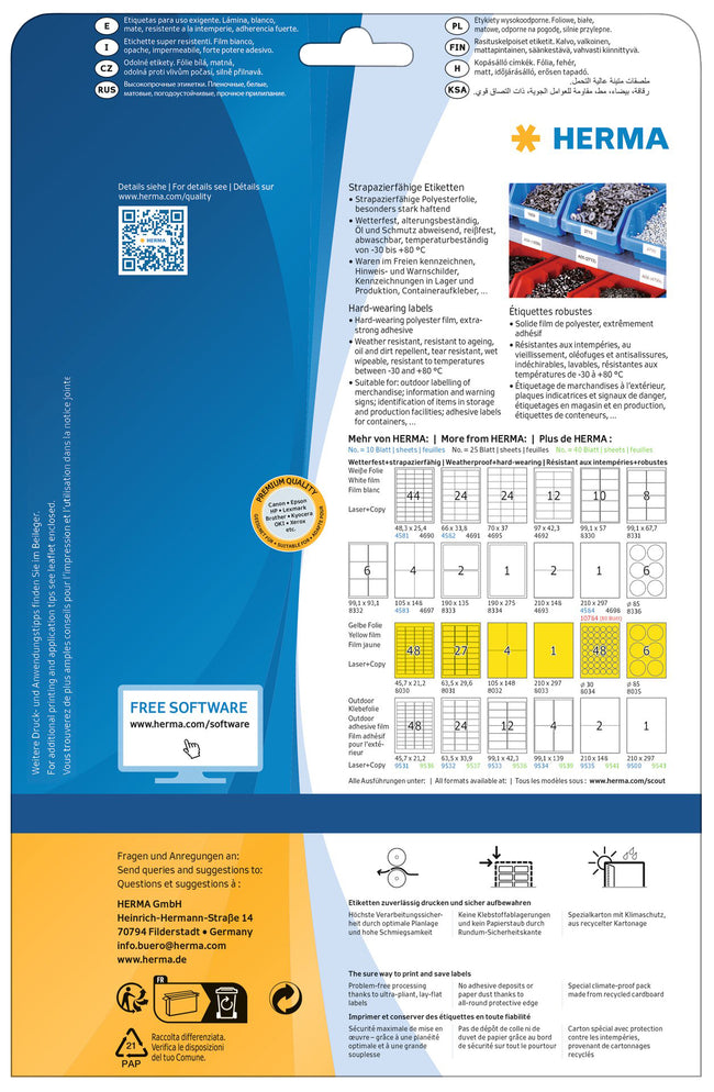 HERMA -  Etiket  4697 105x148mm a4 weerbestendig wit