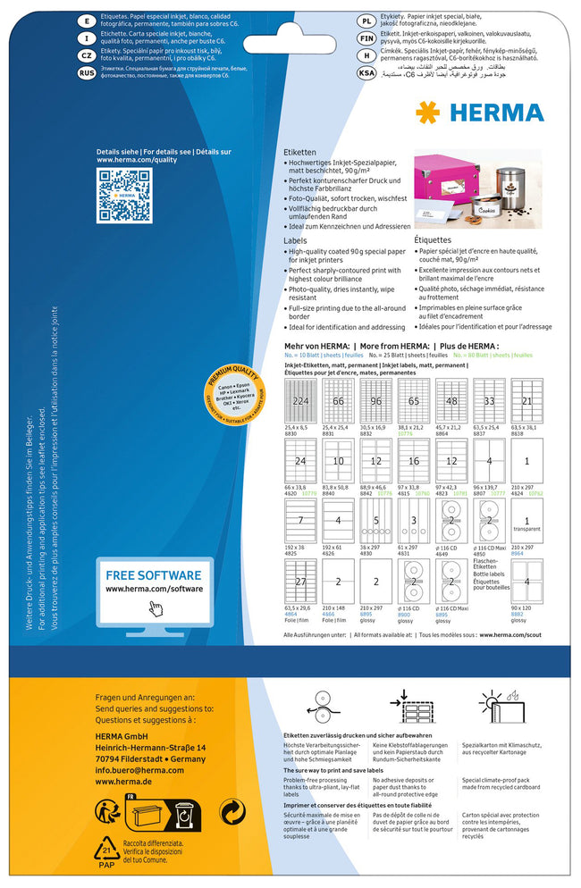 HERMA -  Etiket  4823 96.5x42.3mm wit 300st