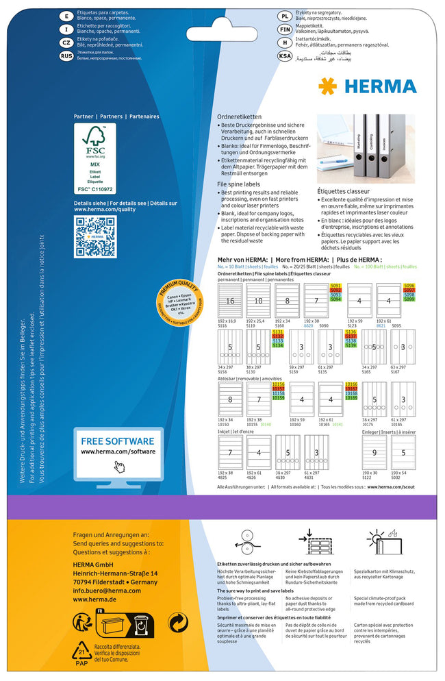HERMA -  Rugetiket  5123 192x59mm wit 100 etiketten