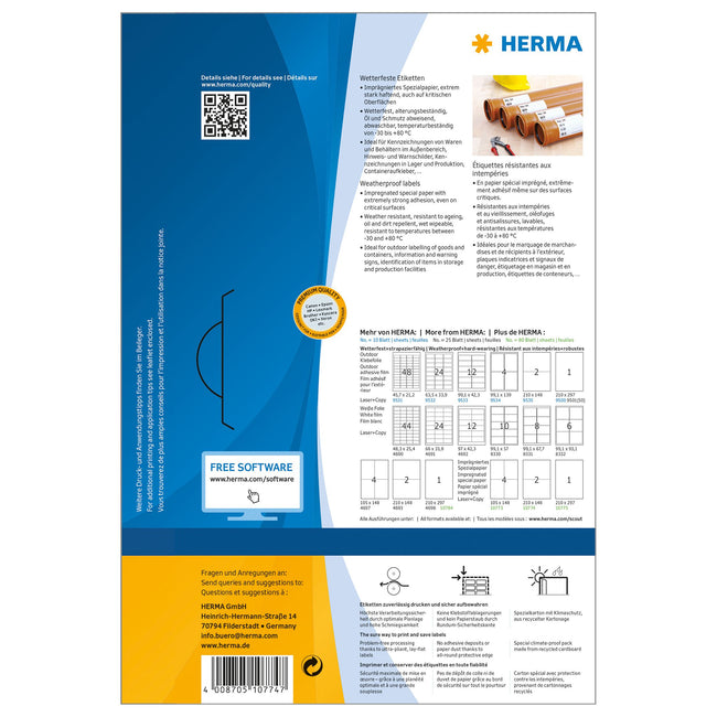 HERMA -  Etiket  10774 210x148mm weerbestendig wit