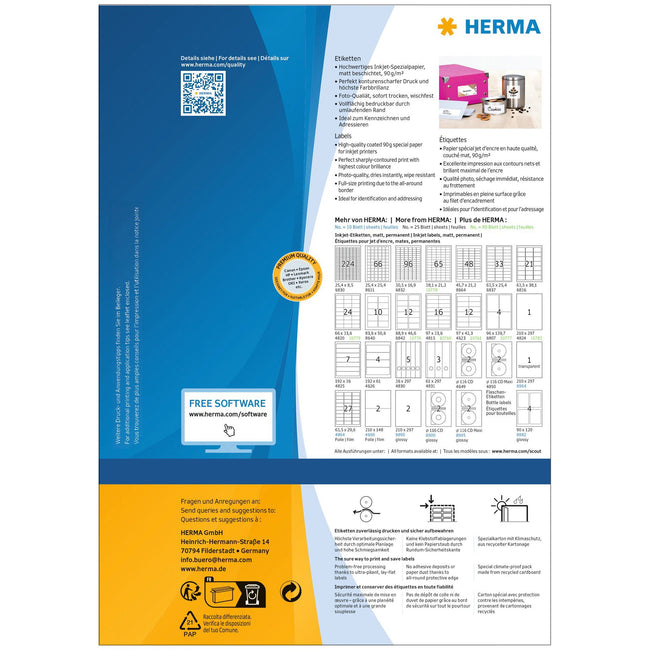 HERMA -  Etiket  10779 66x33.8mm wit 1920st