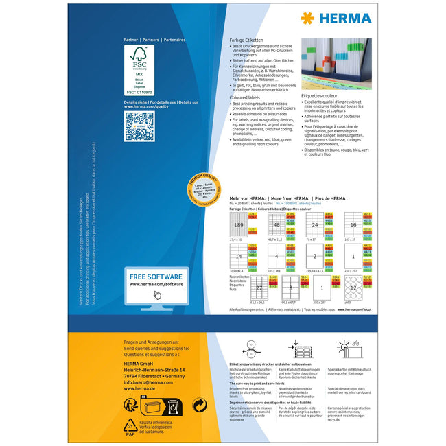 HERMA -  Etiket  4399 105x148mm a6 groen 400st | 14 stuks