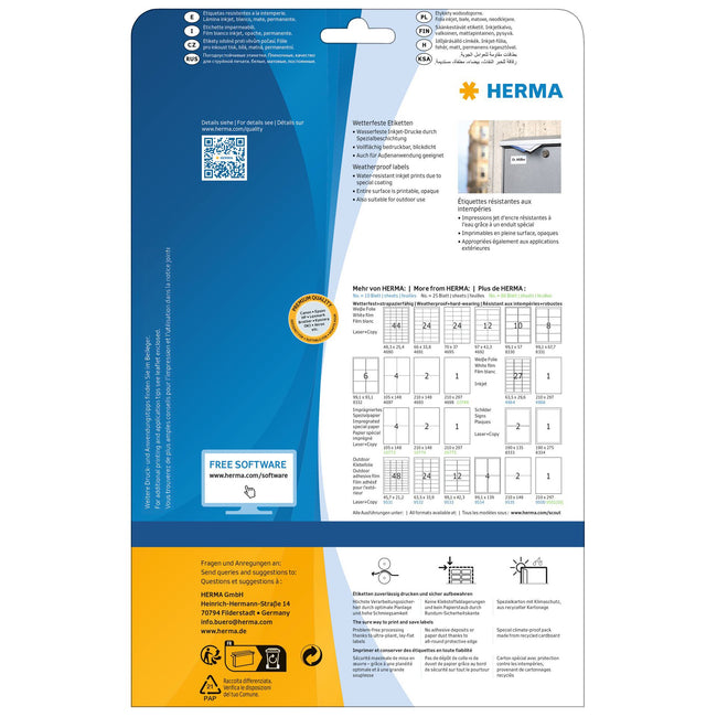 HERMA -  Etiket  4866 210x297mm a4 folie 10st wit | 32 stuks
