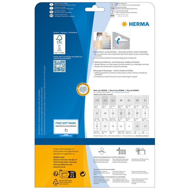 HERMA -  Etiket  10016 99.1x38.1mm verw wit 350st | 32 stuks