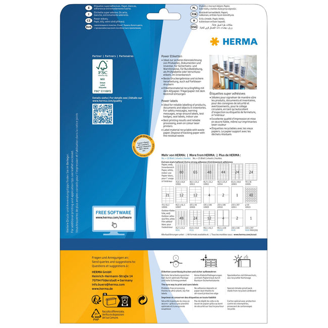 HERMA -  Etiket  power 10902 45.7x21.2mm wit 1200st | 32 stuks
