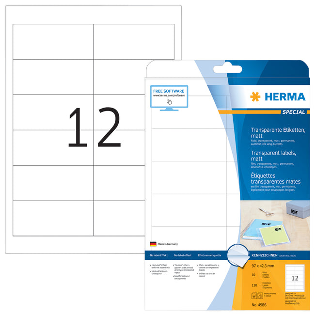 HERMA -  Etiket  4586 97x42.3 weerbest transp mt 120st | 32 stuks