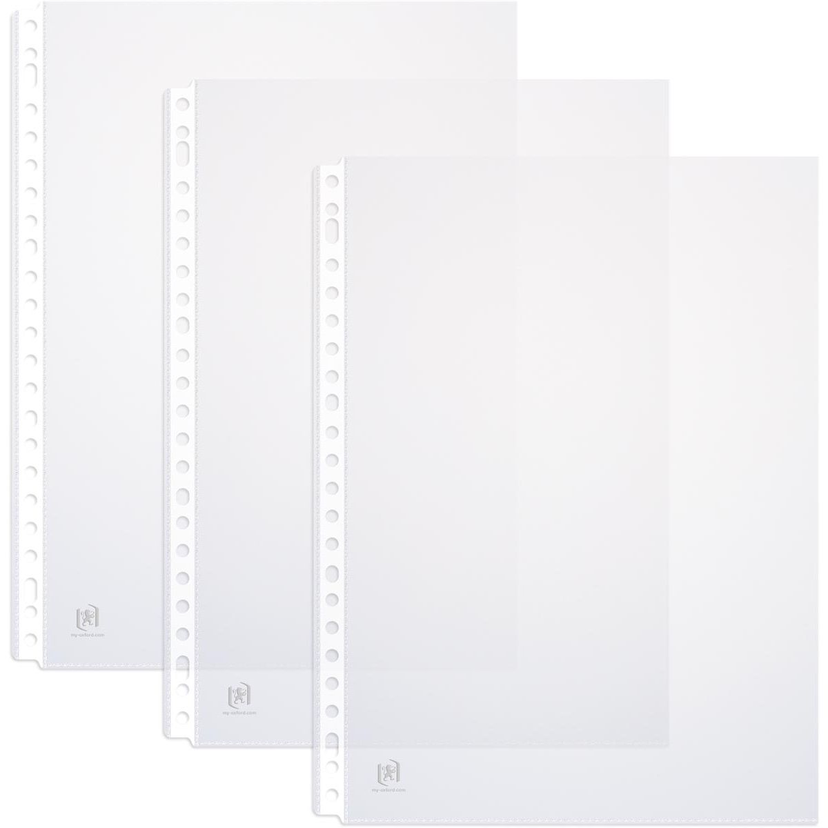 Oxford - sac de présentation, A4, en PP transparent, perforation 23 trous, 90 microns, boîte de 100 pièces