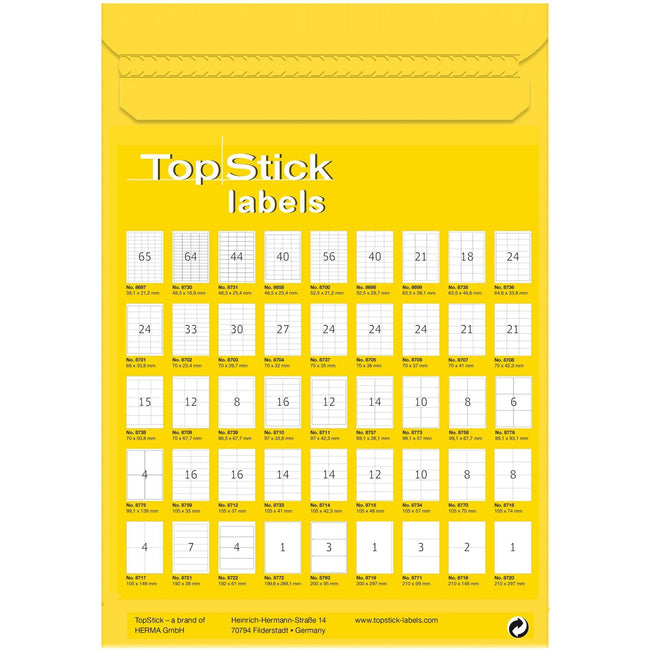 TopStick -  Etiket  210x297mm wit 100st