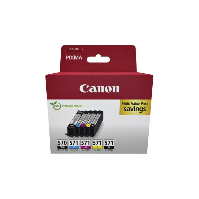 Canon - inktcartridge 1 x PGI-570 + 1 x CLI-571, 182 - 398 foto's, OEM 0372C006, 5 kleuren